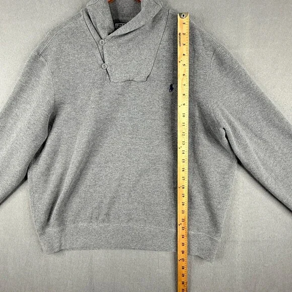 Polo Ralph Lauren Sweater Mens 2XL Gray Pullover Shawl Collar Grandpa - Picture 4 of 12